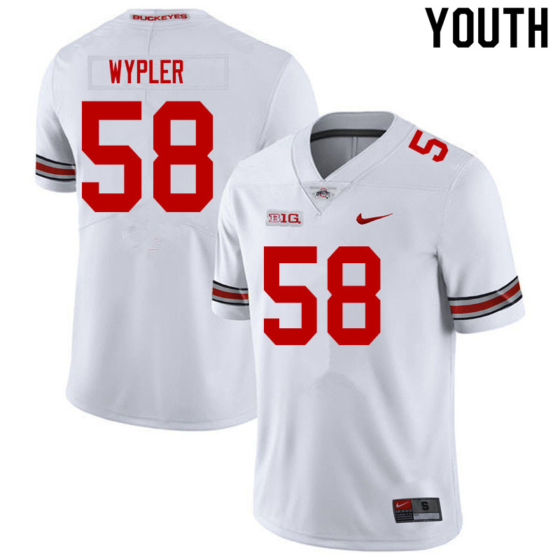 Youth Ohio State Buckeyes #58 Luke Wypler White Authentic College Stitched Football Jersey 23LM041MT